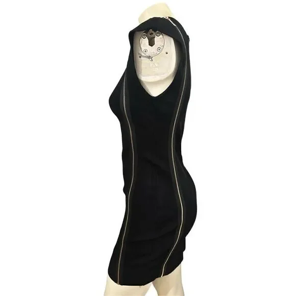 Bebe Women Bandage Cold Shoulder Gold-Tone Zipper Bodycon Mini Dress Black Large Bebe Women Bandage Cold Shoulder Gold-Tone Zipper Bodycon Mini Dress Black Large